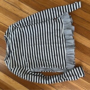 Tuckernuck Striped Long Sleeve Top with Ruffle Hem